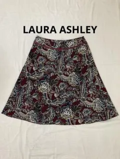 Laura Ashley スカート　膝丈　9号　レトロ　ボルドーのサムネイル