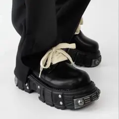 ブラックデザイン厚底メタルブーツ Y2K newrock
