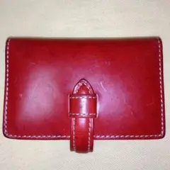 レザー 赤色 名刺入れ Natural Tan Leather ヌメ革 レッド