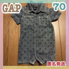 babygap 70 デニムロンパース トップス 子供 半袖 男の子 綿100%