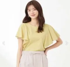 接触冷感　360°好印象　フリルスリーブ カットソー　anysis イエロー