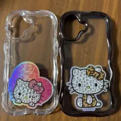 キティちゃん ストーン装飾 クリアケース 黒のみ