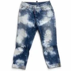 DSQUARED2 ディースクエアード ダメージデニム クロップド S タイダイ