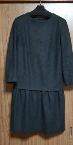 23区 ダークグレー 長袖 ワンピース オンワード樫山