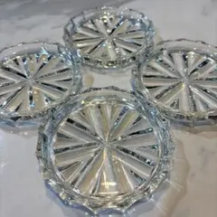 昭和レトロ　硝子　コースター　ガラスコースター　ガラス皿4セット