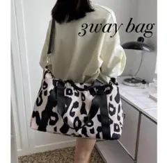 ボストンバッグ ショルダーバッグ トラベル ヒョウ柄 黒 旅行 高見え 1309