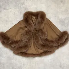 【SAGA FURS】2way カシミヤ100% リアルフォックス ポンチョ M