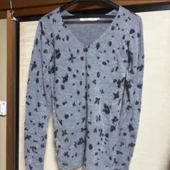 AZUL basic 花柄 グレー ニットセーター S