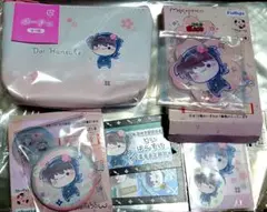 フリューくじ　忍たま 桜もちぴこ 土井半助 4個set　カード2枚付 ポーチ