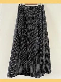 スカート　ロング丈　レディース　ドット柄　大人コーデ　モノクロ