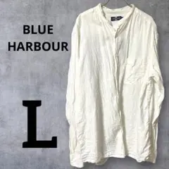 BLUE HARBOUR ホワイト 長袖シャツ 【L】リネン