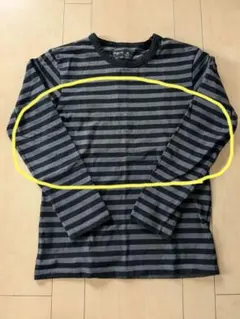 agnès b. 黒とグレーのストライプ ロングスリーブ Tシャツ T1