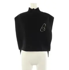 スナイデル SNIDEL 畦ニットベスト ハイネック ブローチ付 黒