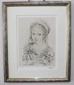 藤田嗣治 猫と少女 1951 Paris 石版画 リトグラフ 君代コレクション 藤田嗣治 猫 少女 1951 paris 人物画 石版画 リトグラフ 絵画 - メルカリ