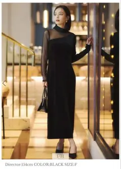 【新品タグ付き】アニュアンス　シアーコンビタイトワンピース