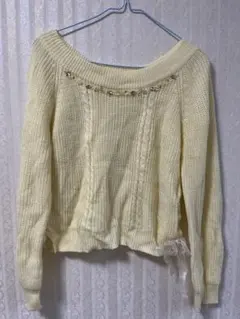 ロディスポット　カーディガン　セーター　ニット　イエロー　パステルカラー　黄色