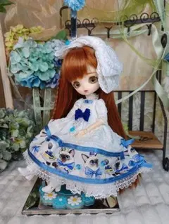 ハンドメイド】22cmドールアウトフィット ロングワンピース サーカス柄