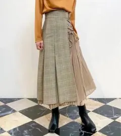 LILY BROWNチェック柄プリーツロングスカート