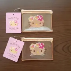 【匿名配送】 日焼けキティ ハローキティ フラットポーチ 財布 2点セット
