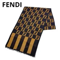 【人気柄】フェンディ ストール ズッカ ウール/シルク ブラウン/黒 10Q18