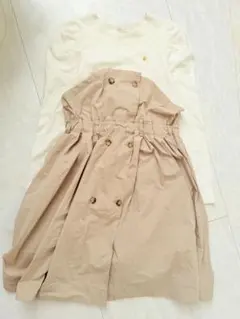 Kate Spade 長袖ワンピース ベージュ・ホワイト　160