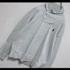 正規品 ラルフローレン スウェット ショールカラー グレー 緑ポニー刺繍
