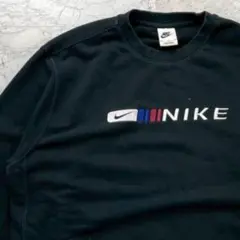 ナイキ　スウェット　トレーナー　メンズ　XL　ブラック　刺繡ロゴ　リブ袖