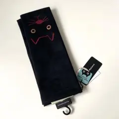 マタノアツコ レディース 手袋 指先無し スマホOK 猫の顔 シンプル ブラックのサムネイル