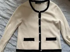 ZARA アイボリーブラック カーディガン
