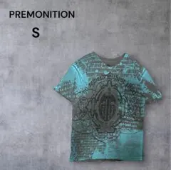00s Y2K PREMONITION 総柄 グラフィック VネックTシャツ Sのサムネイル