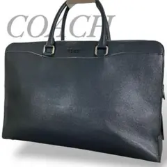 COACH コーチ ビジネスバッグ ブリーフケース PVCレザー ネイビー