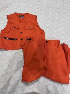 オレンジ ベストとパンツのセット　鳶職　コスプレ　サイズ90