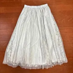 GU チュールフレアスカート レース プリーツ グレーのサムネイル