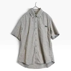 エディーバウアー 半袖BDシャツ ブロックチェック グレー ホワイト XS