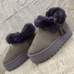 新品★レディース★Lサイズ★軽量 裏ボア 厚底ムートンブーツ 焦茶色 526