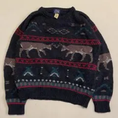 古着 Woolrich ウールリッチ ノルディック柄 ニット セーター 鹿柄 Lのサムネイル
