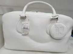 【美品】Courreges クレージュ　ボストンバッグ　シボ革　レッド　チャーム 美品】Courreges クレージュ ボストンバッグ シボ革 レッド チャーム