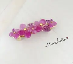 ピンクのお花のバレッタ　No.2403