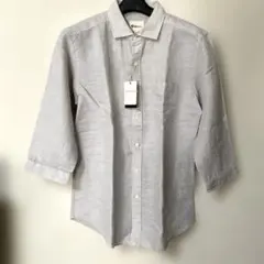 【新品タグ付】THE SHOP TK リネン混 七分袖シャツ ライトグレー　M