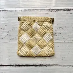 バネ口ポーチ　アフガン編み　かぎ針編み　ハンドメイド　編み物