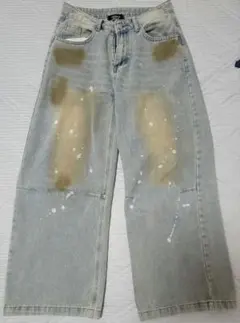 menes JHYQ デニム バギーパンツ ペイント加工 Sサイズ y2k - メルカリ
