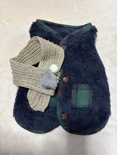 犬用ニットマフラー付きフリースベスト