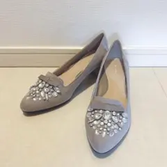 【新品未使用】RANDA ビジュー パンプス スエード グレー ベージュ