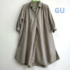 シャツワンピース 七分袖 Aライン　GU