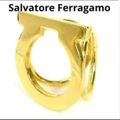 美品 Ferragamo フェラガモ スカーフリング ガンチーニ シルバーカラー