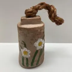 陶器製 鈴 水仙の絵柄 紐付き
