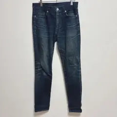 【GU】(M相当)デニムニーパンツ/ヴィンテージ加工/カジュアルパンツ/無地のサムネイル