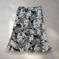 ロングフレアスカート 和柄 桜 和風 黒 ピンク 総柄 大きいサイズ 3L 4L