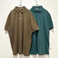 UNIQLO ユニクロ 半袖ポロシャツ 2枚セット Lサイズ ブラウン グリーンのサムネイル