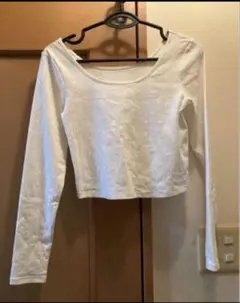 GU リブクロップドTシャツ ホワイト Mサイズ無地即購入可匿名配送